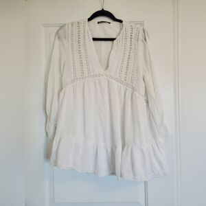 Zara XS Flowy Bohemian Beachy Coastal Cowgirl Summer Tunic Top Swimsuit Cover Up